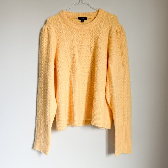 J CREW Knit Puffed Sleeve Sweater - Womens - Yellow - XL - Picture 1 of 5